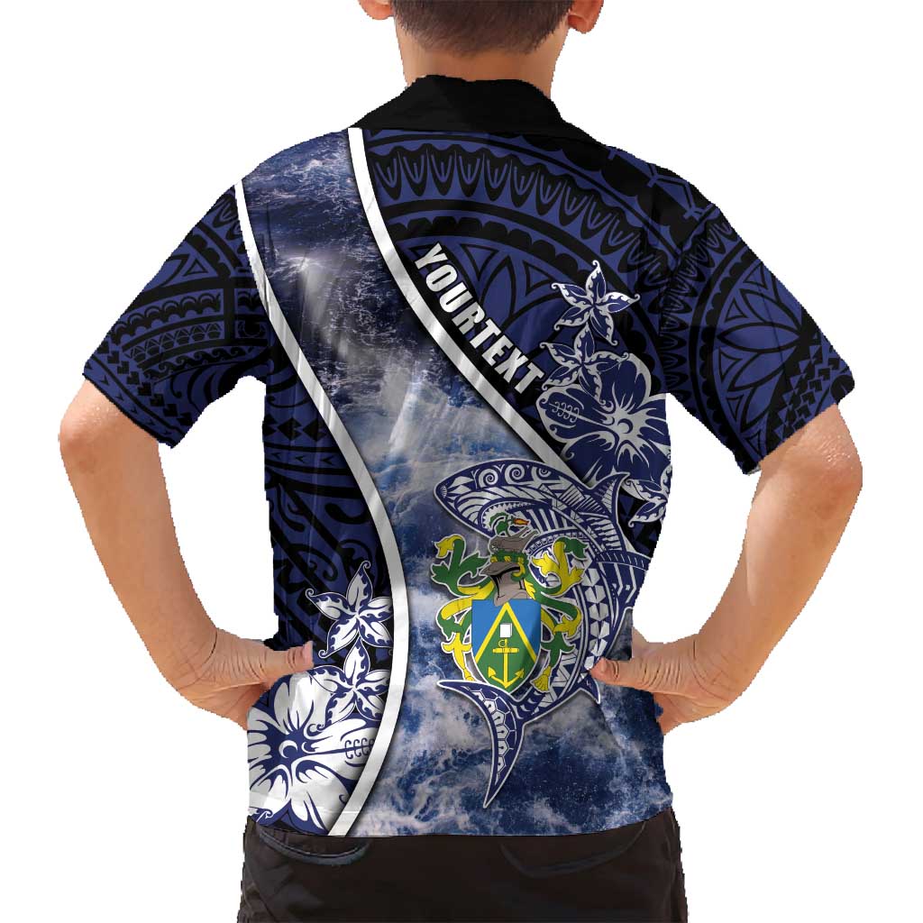 Personalised Pitcairn Islands Family Matching Puletasi and Hawaiian Shirt Coat Of Arms Waves Style