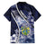Personalised Pitcairn Islands Family Matching Short Sleeve Bodycon Dress and Hawaiian Shirt Coat Of Arms Waves Style