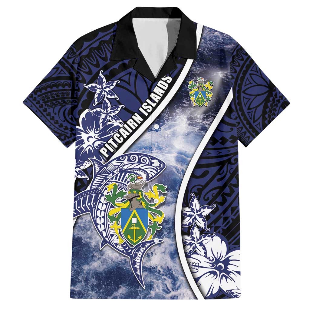 Personalised Pitcairn Islands Hawaiian Shirt Coat Of Arms Waves Style