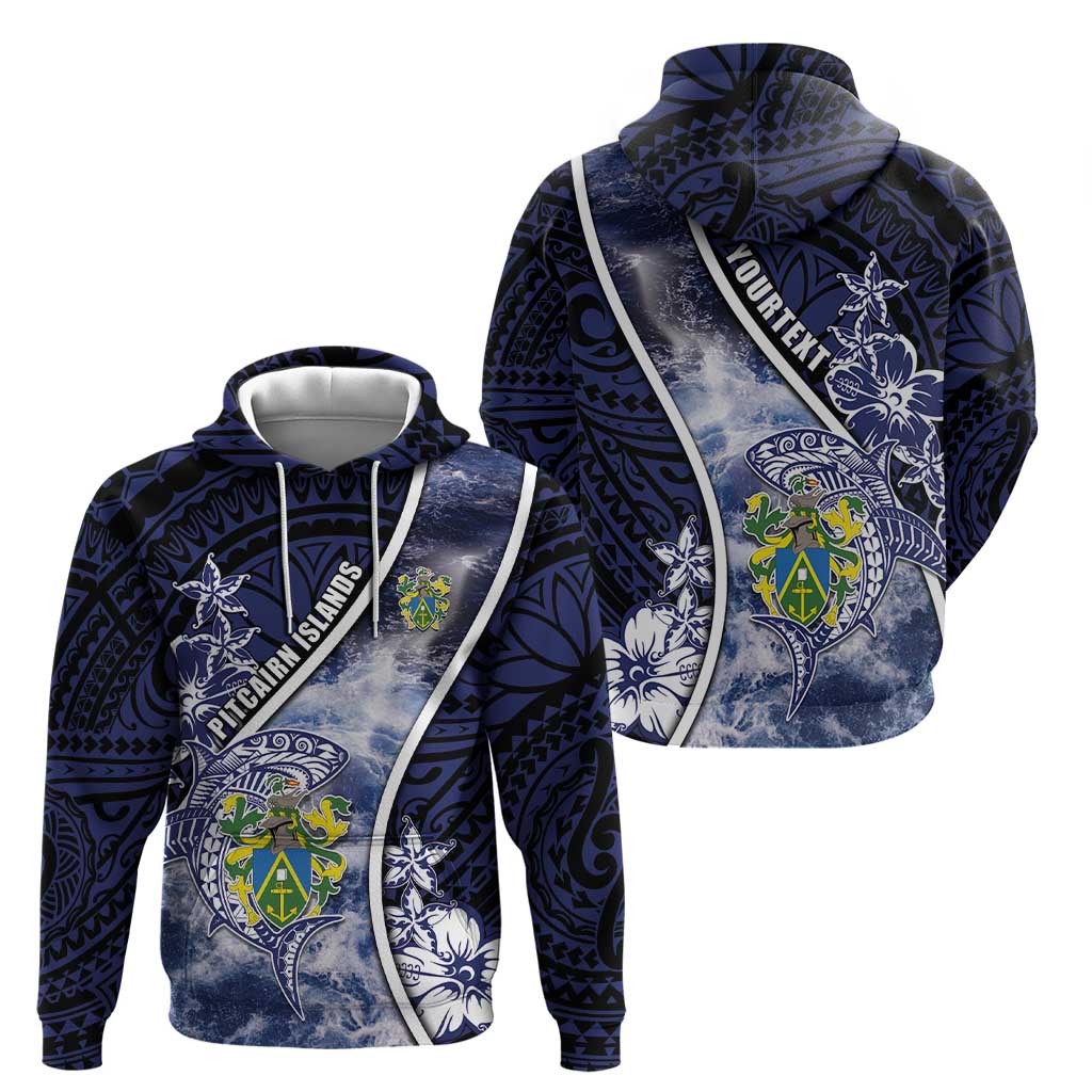 Personalised Pitcairn Islands Hoodie Coat Of Arms Waves Style DT05 - Polynesian Pride
