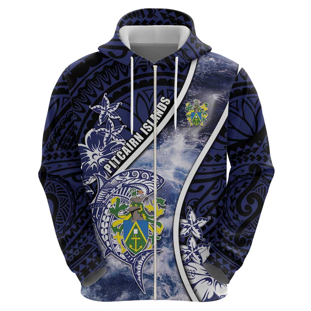 Personalised Pitcairn Islands Hoodie Coat Of Arms Waves Style DT05 - Polynesian Pride