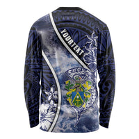 Personalised Pitcairn Islands Long Sleeve Shirt Coat Of Arms Waves Style DT05 - Polynesian Pride