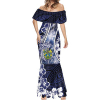 Personalised Pitcairn Islands Mermaid Dress Coat Of Arms Waves Style DT05 - Polynesian Pride