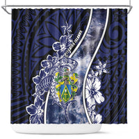 Pitcairn Islands Shower Curtain Coat Of Arms Waves Style