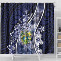 Pitcairn Islands Shower Curtain Coat Of Arms Waves Style