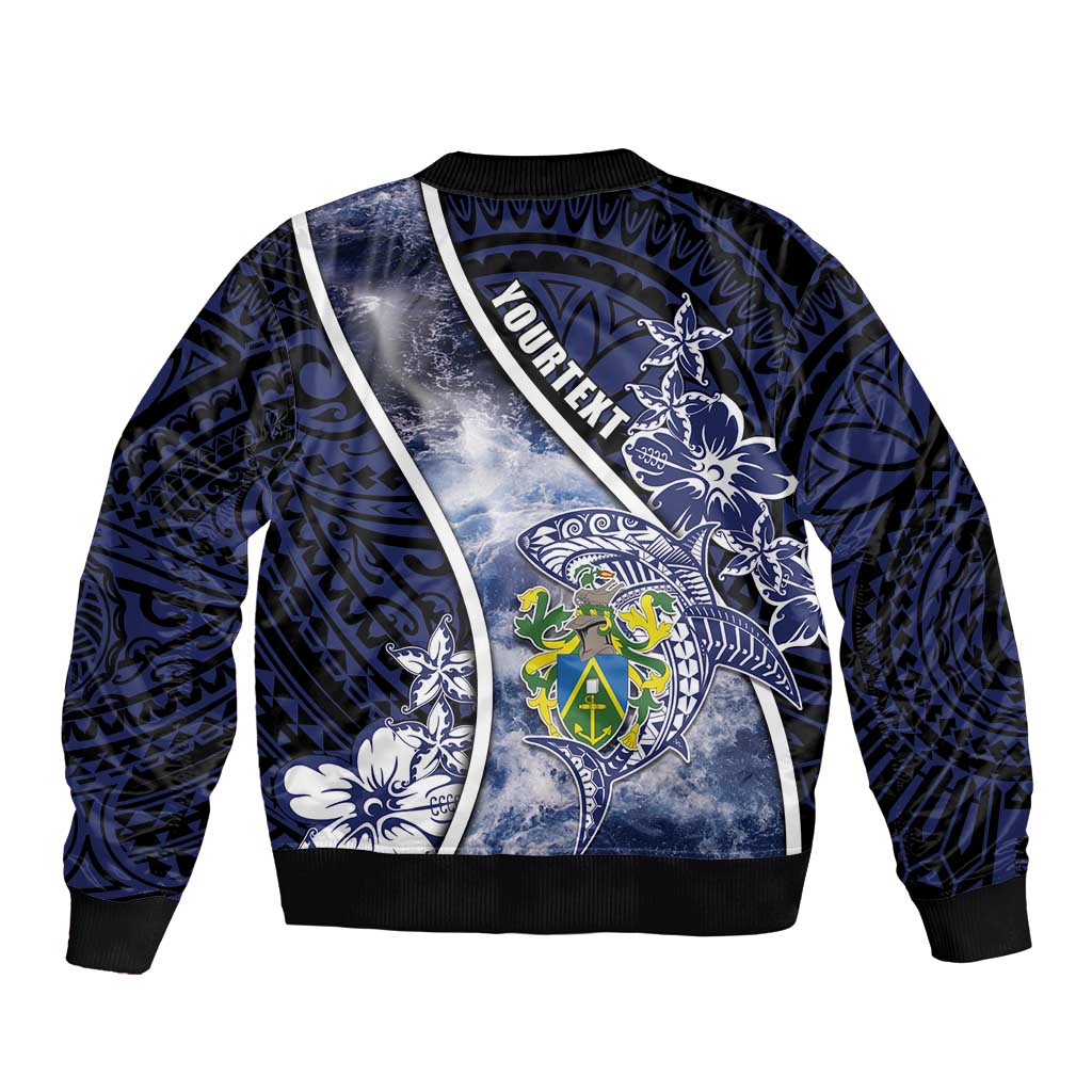 Personalised Pitcairn Islands Sleeve Zip Bomber Jacket Coat Of Arms Waves Style DT05 - Polynesian Pride