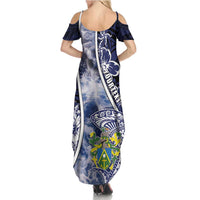 Personalised Pitcairn Islands Summer Maxi Dress Coat Of Arms Waves Style DT05 - Polynesian Pride