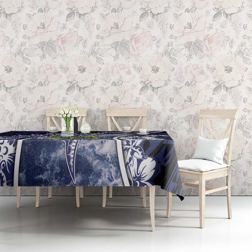 Pitcairn Islands Tablecloth Coat Of Arms Waves Style