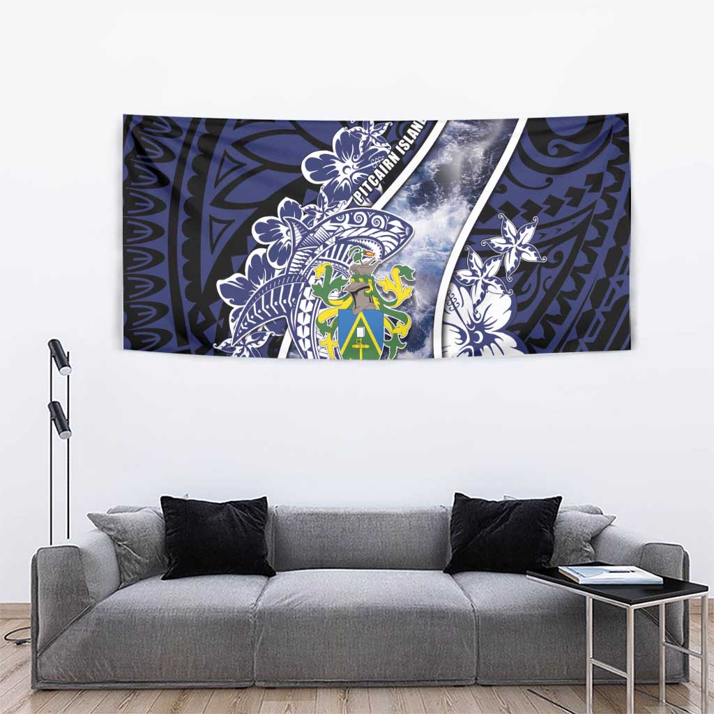 Pitcairn Islands Tapestry Coat Of Arms Waves Style