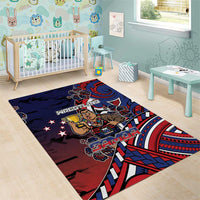Samoa Wrestling Area Rug Polynesian Warrior Funny Style - Polynesian Pride