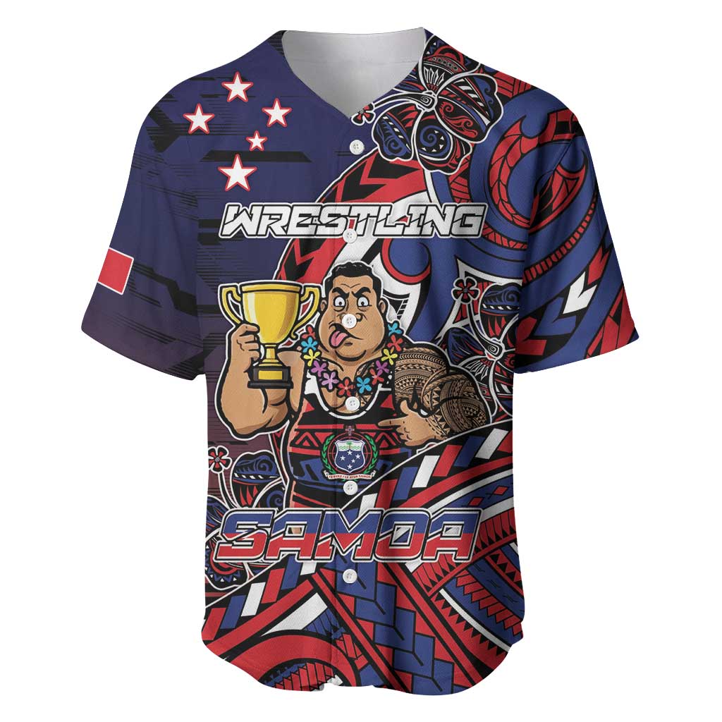 Personalised Samoa Wrestling Baseball Jersey Polynesian Warrior Funny Style - Polynesian Pride