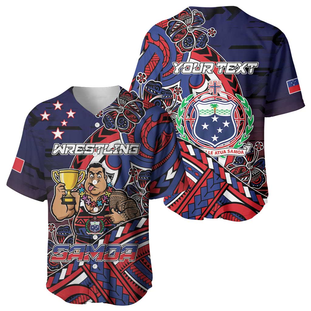 Personalised Samoa Wrestling Baseball Jersey Polynesian Warrior Funny Style - Polynesian Pride