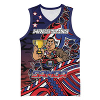 Personalised Samoa Wrestling Basketball Jersey Polynesian Warrior Funny Style - Polynesian Pride