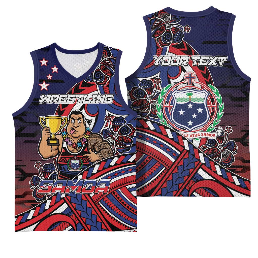 Personalised Samoa Wrestling Basketball Jersey Polynesian Warrior Funny Style - Polynesian Pride