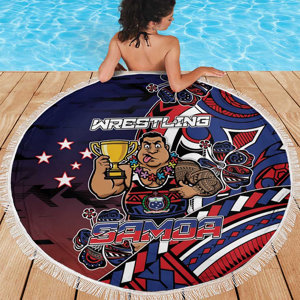 Samoa Wrestling Beach Blanket Polynesian Warrior Funny Style - Polynesian Pride