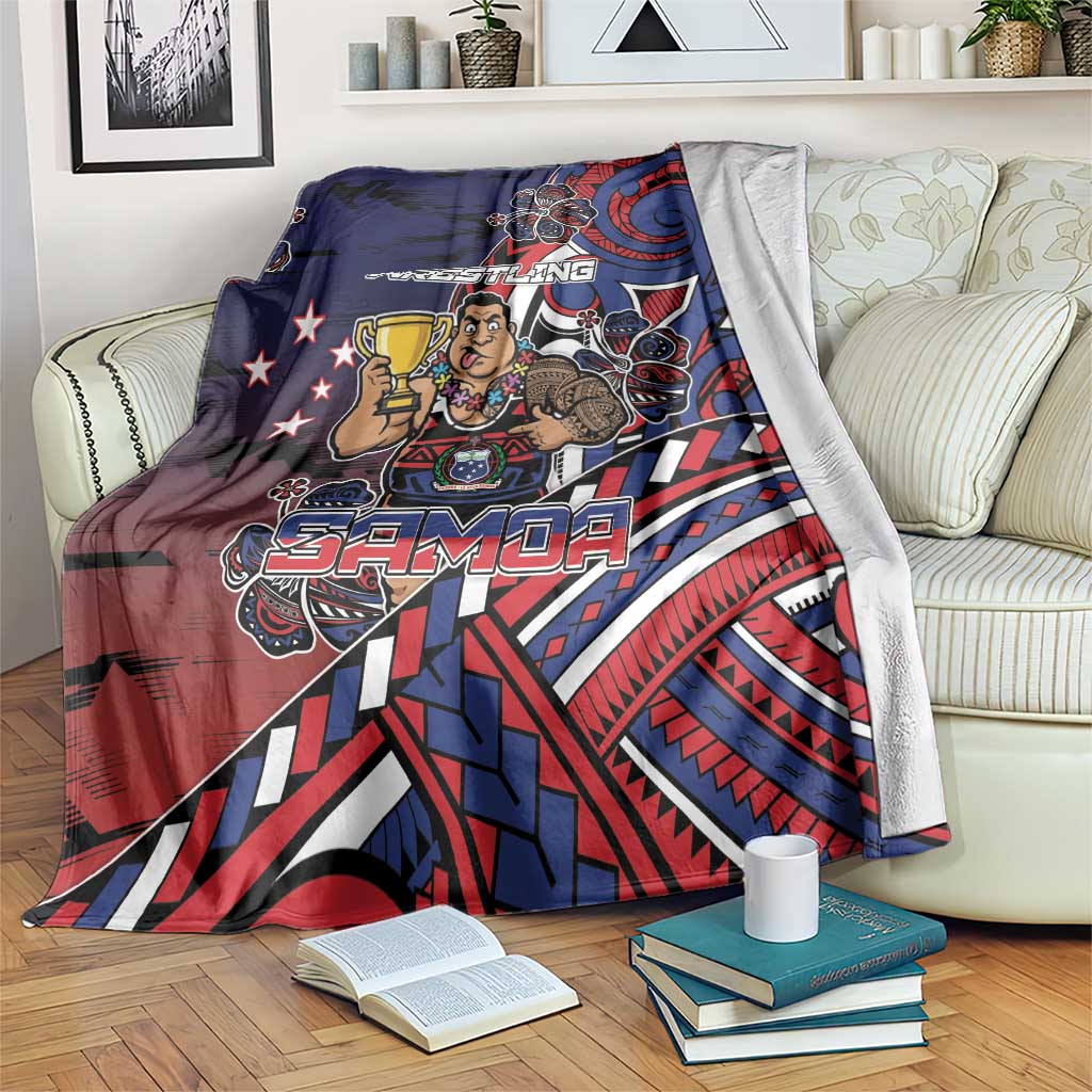Samoa Wrestling Blanket Polynesian Warrior Funny Style - Polynesian Pride