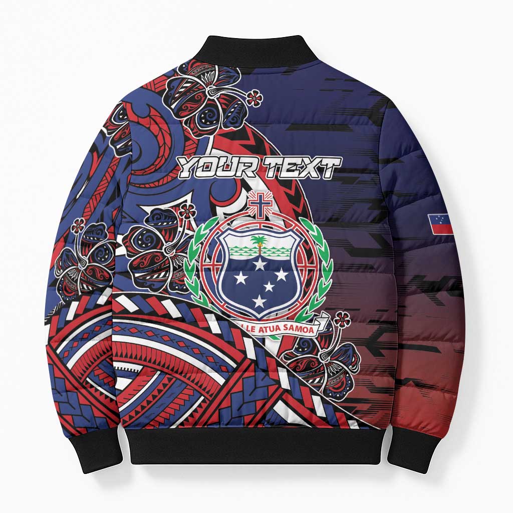 Personalised Samoa Wrestling Bomber Puffer Jacket Polynesian Warrior Funny Style - Polynesian Pride