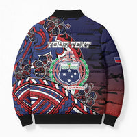 Personalised Samoa Wrestling Bomber Puffer Jacket Polynesian Warrior Funny Style - Polynesian Pride