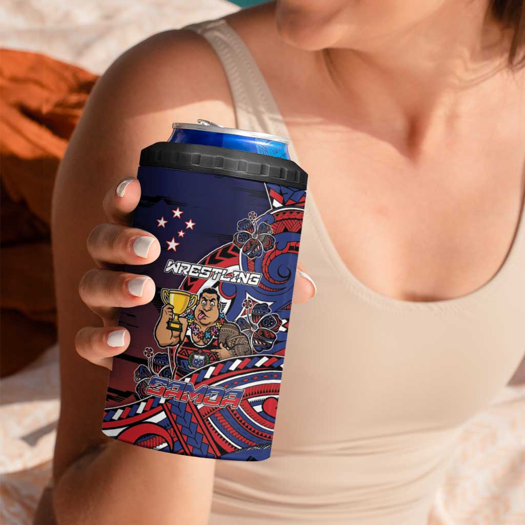 Personalised Samoa Wrestling 4 in 1 Can Cooler Tumbler Polynesian Warrior Funny Style - Polynesian Pride
