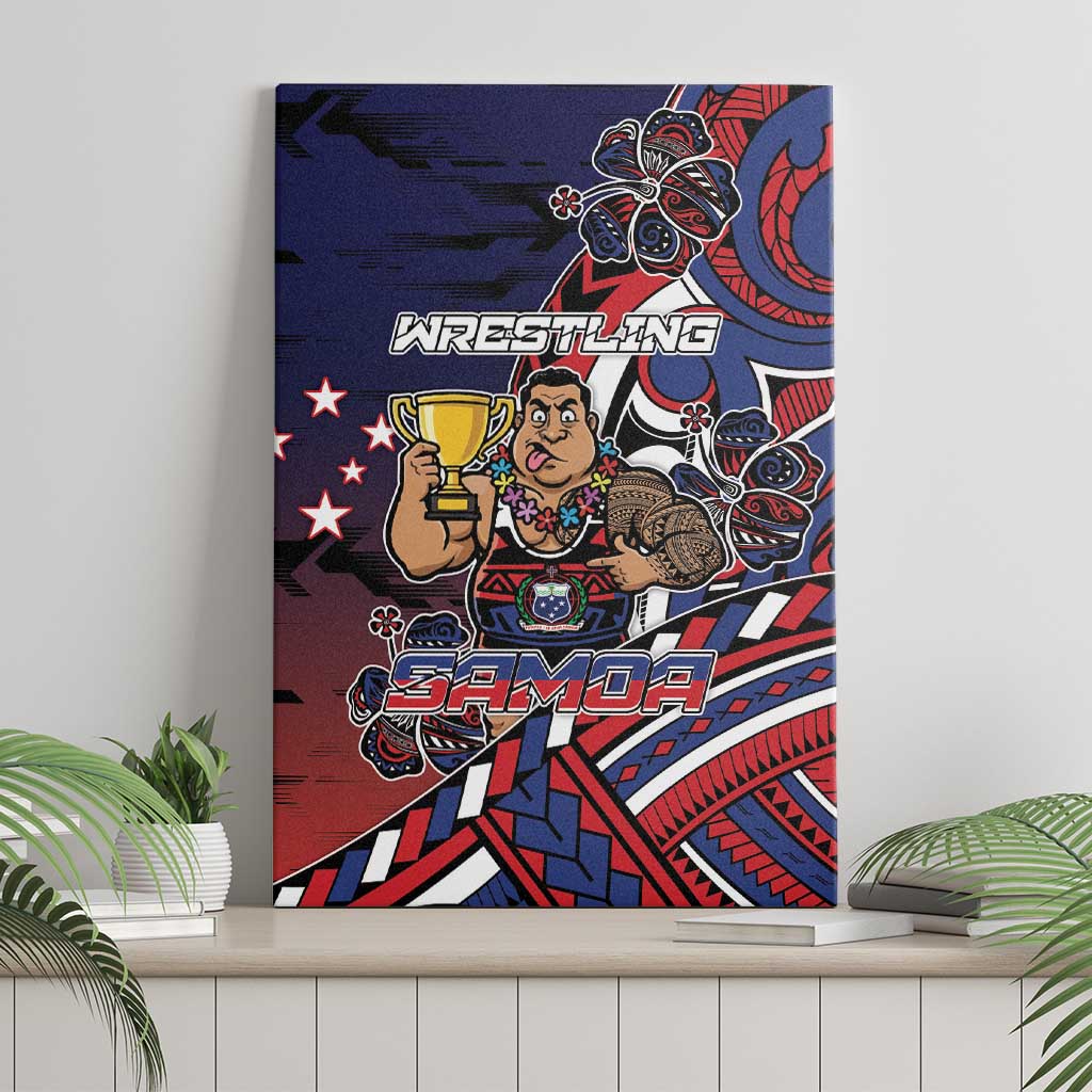 Samoa Wrestling Canvas Wall Art Polynesian Warrior Funny Style - Polynesian Pride