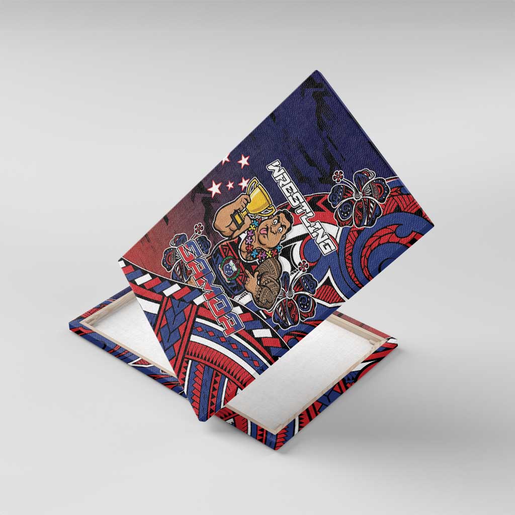 Samoa Wrestling Canvas Wall Art Polynesian Warrior Funny Style - Polynesian Pride