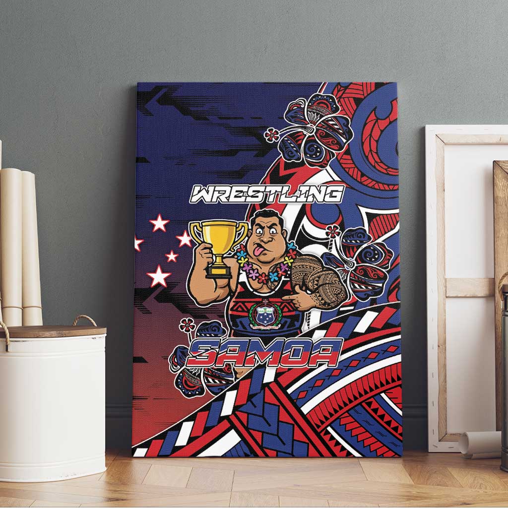 Samoa Wrestling Canvas Wall Art Polynesian Warrior Funny Style - Polynesian Pride