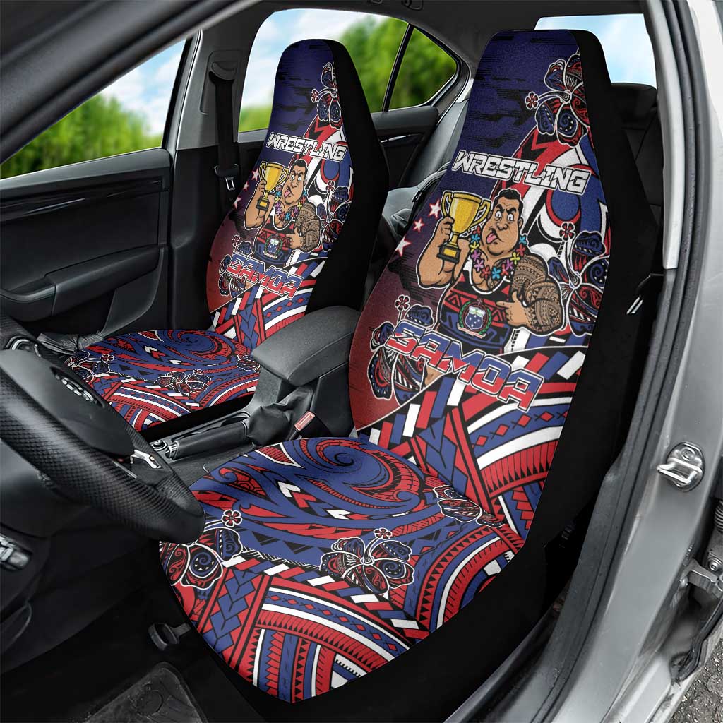 Samoa Wrestling Car Seat Cover Polynesian Warrior Funny Style - Polynesian Pride