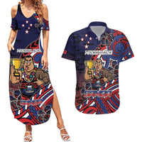 Personalised Samoa Wrestling Couples Matching Summer Maxi Dress and Hawaiian Shirt Polynesian Warrior Funny Style - Polynesian Pride