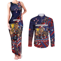 Personalised Samoa Wrestling Couples Matching Tank Maxi Dress and Long Sleeve Button Shirt Polynesian Warrior Funny Style - Polynesian Pride