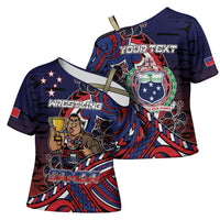 Personalised Samoa Wrestling Cross Shoulder Shirt Polynesian Warrior Funny Style - Polynesian Pride