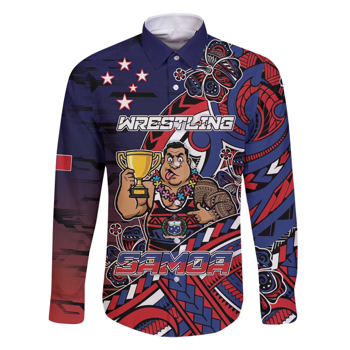 Personalised Samoa Wrestling Family Matching Off The Shoulder Long Sleeve Dress and Hawaiian Shirt Polynesian Warrior Funny Style - Polynesian Pride