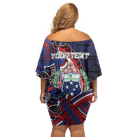 Personalised Samoa Wrestling Family Matching Off Shoulder Short Dress and Hawaiian Shirt Polynesian Warrior Funny Style - Polynesian Pride