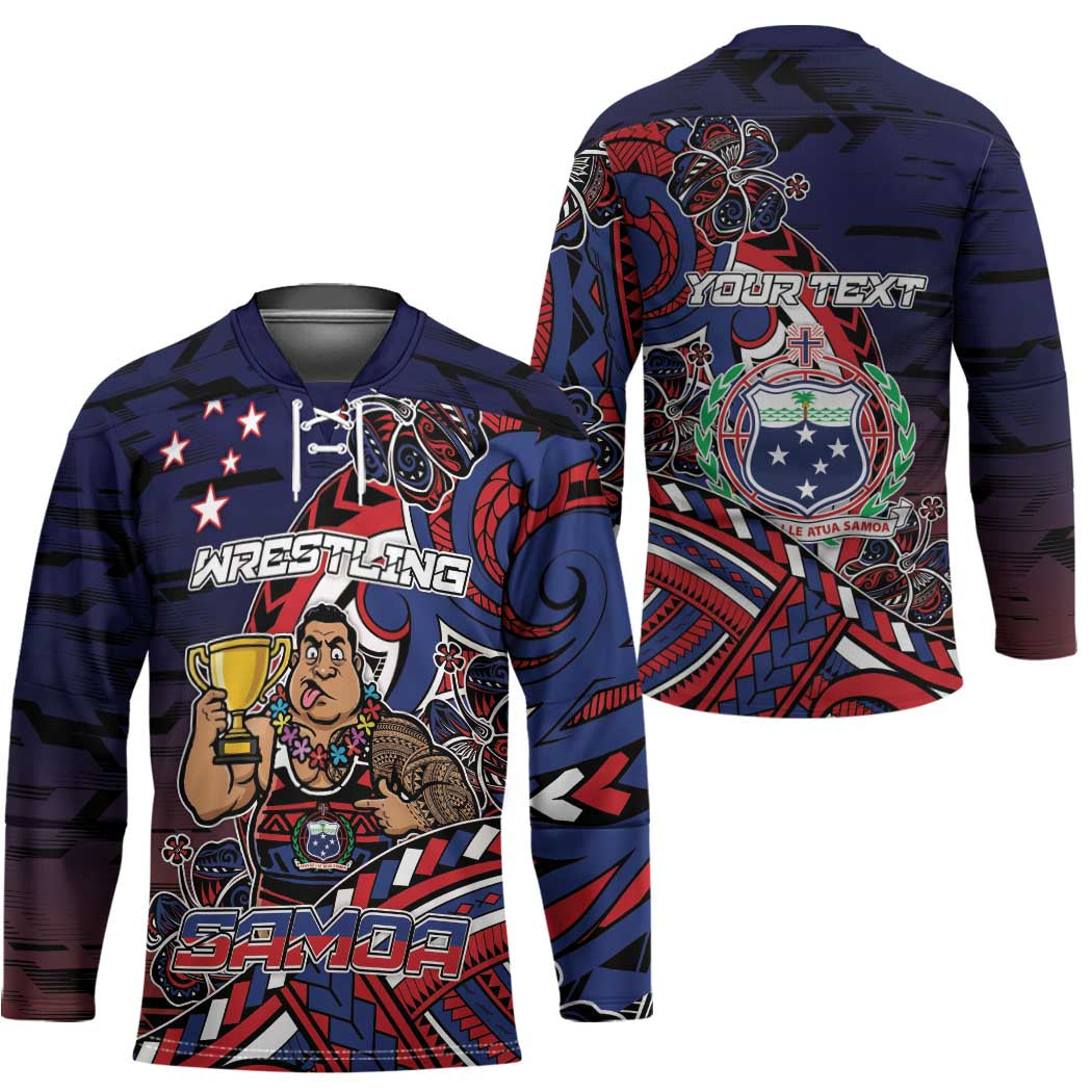 Personalised Samoa Wrestling Hockey Jersey Polynesian Warrior Funny Style - Polynesian Pride