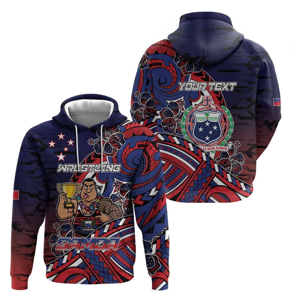 Personalised Samoa Wrestling Hoodie Polynesian Warrior Funny Style - Polynesian Pride