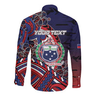 Personalised Samoa Wrestling Long Sleeve Button Shirt Polynesian Warrior Funny Style - Polynesian Pride