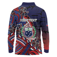 Personalised Samoa Wrestling Long Sleeve Polo Shirt Polynesian Warrior Funny Style - Polynesian Pride