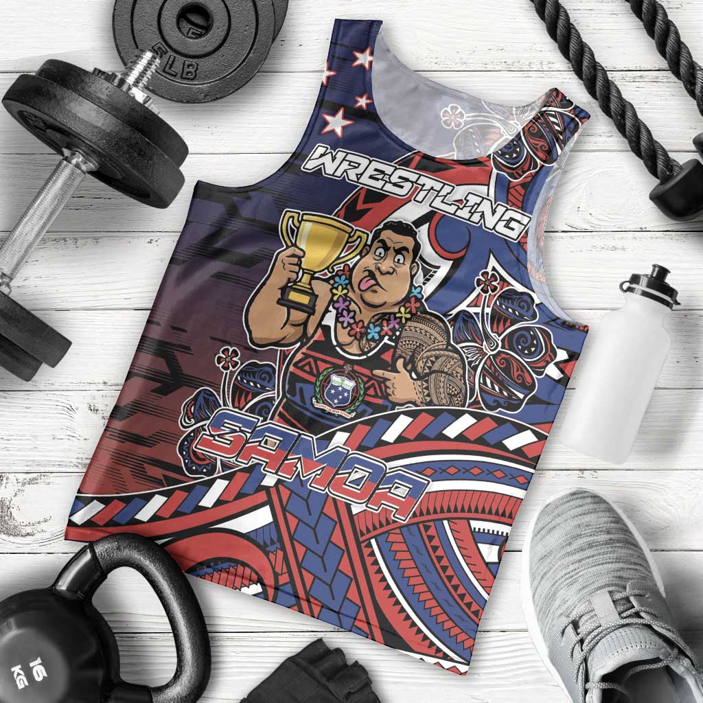 Personalised Samoa Wrestling Men Tank Top Polynesian Warrior Funny Style - Polynesian Pride