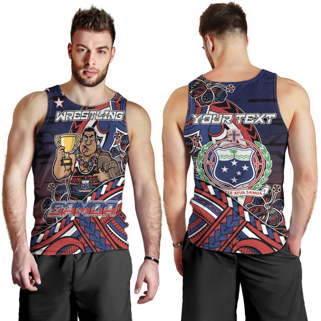 Personalised Samoa Wrestling Men Tank Top Polynesian Warrior Funny Style - Polynesian Pride
