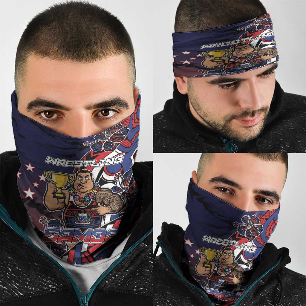 Samoa Wrestling Neck Gaiter Polynesian Warrior Funny Style - Polynesian Pride