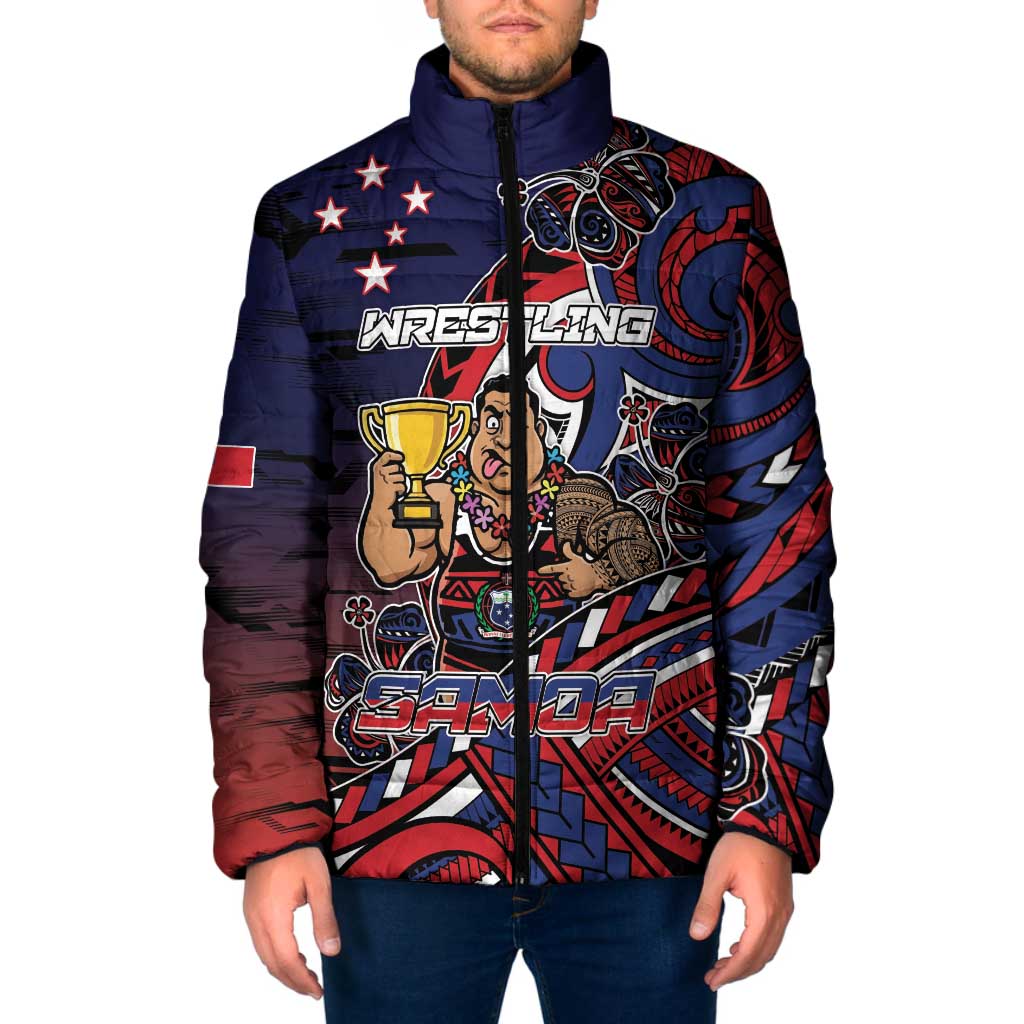 Personalised Samoa Wrestling Padded Jacket Polynesian Warrior Funny Style - Polynesian Pride