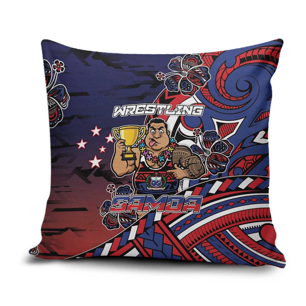 Samoa Wrestling Pillow Cover Polynesian Warrior Funny Style - Polynesian Pride