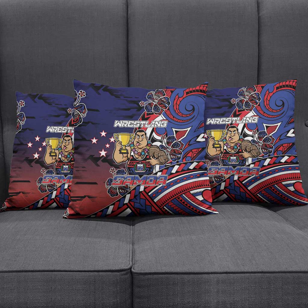 Samoa Wrestling Pillow Cover Polynesian Warrior Funny Style - Polynesian Pride