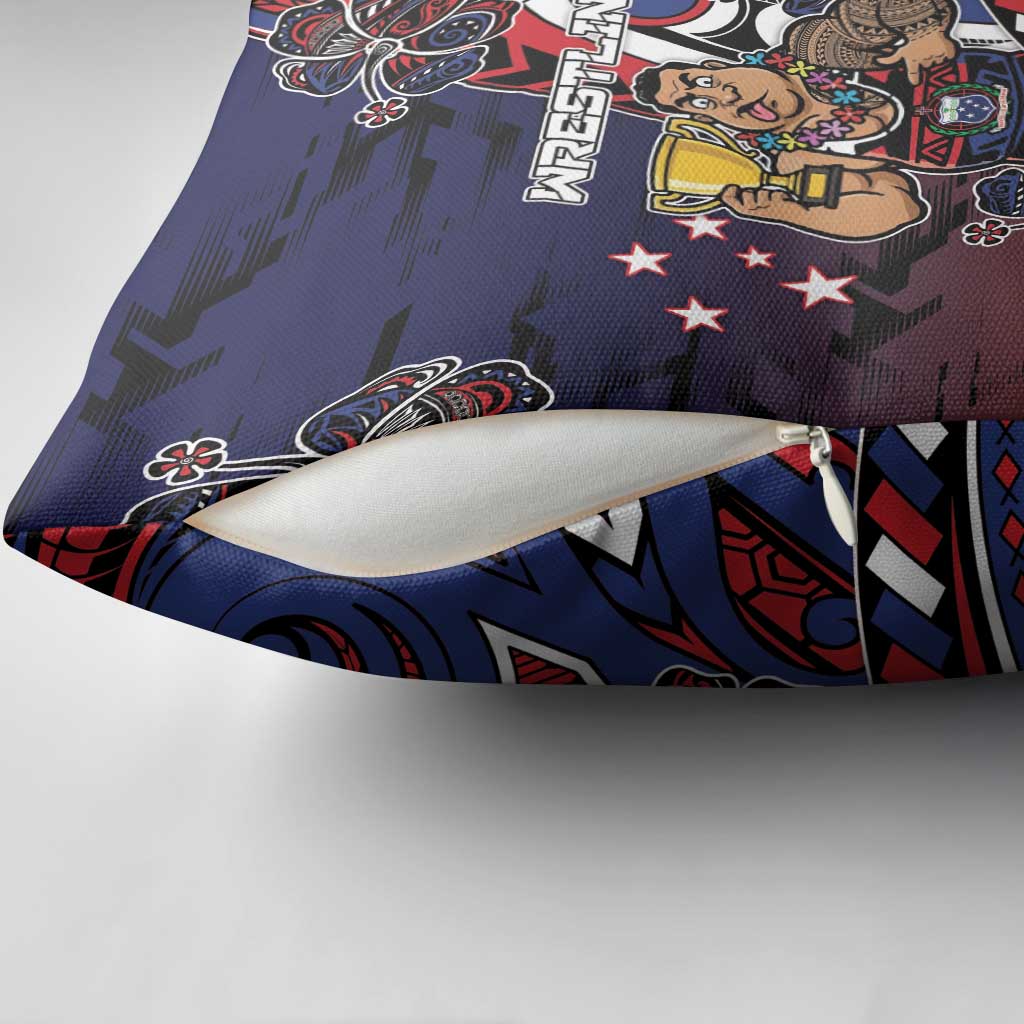 Samoa Wrestling Pillow Cover Polynesian Warrior Funny Style - Polynesian Pride