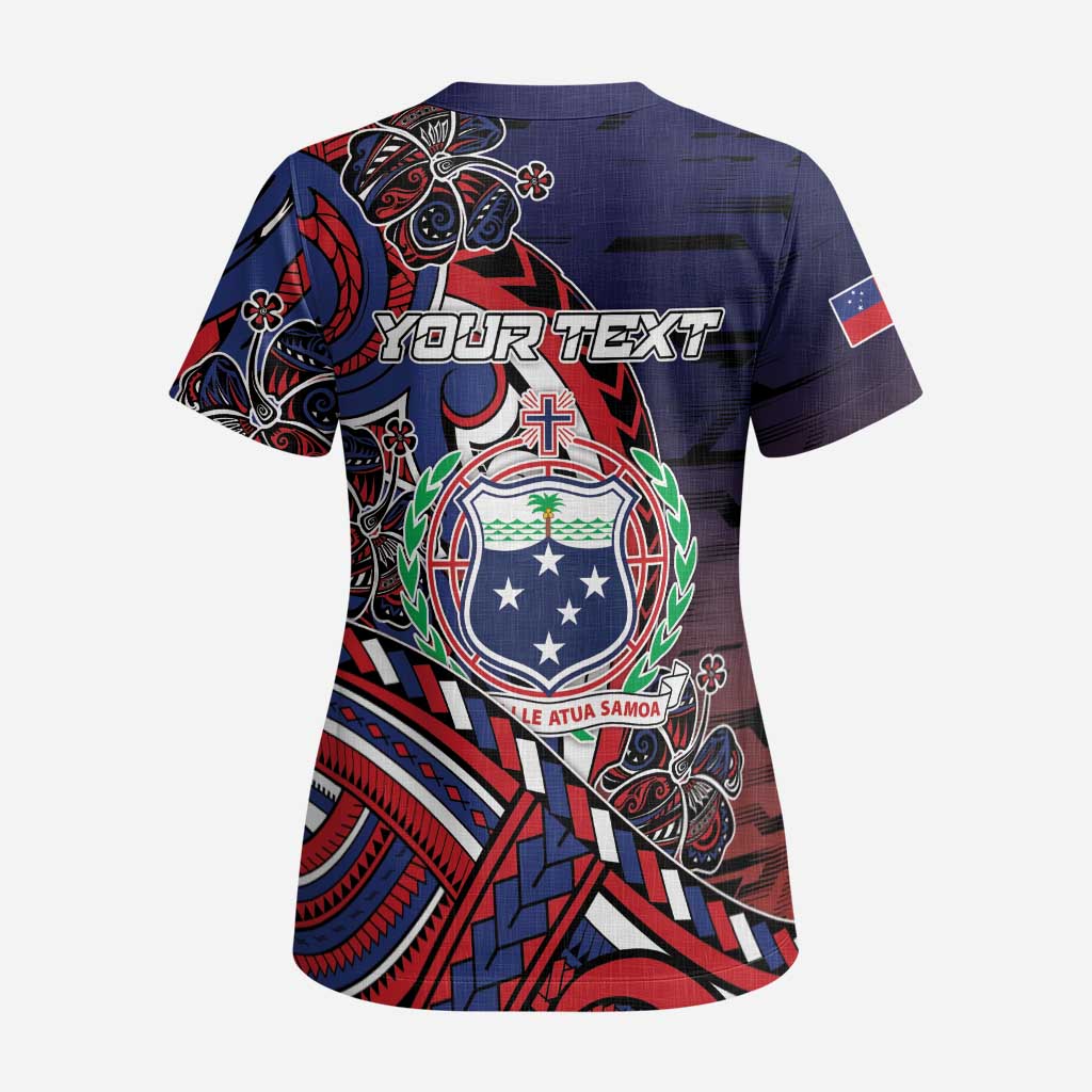 Personalised Samoa Wrestling Scrub Top Polynesian Warrior Funny Style - Polynesian Pride