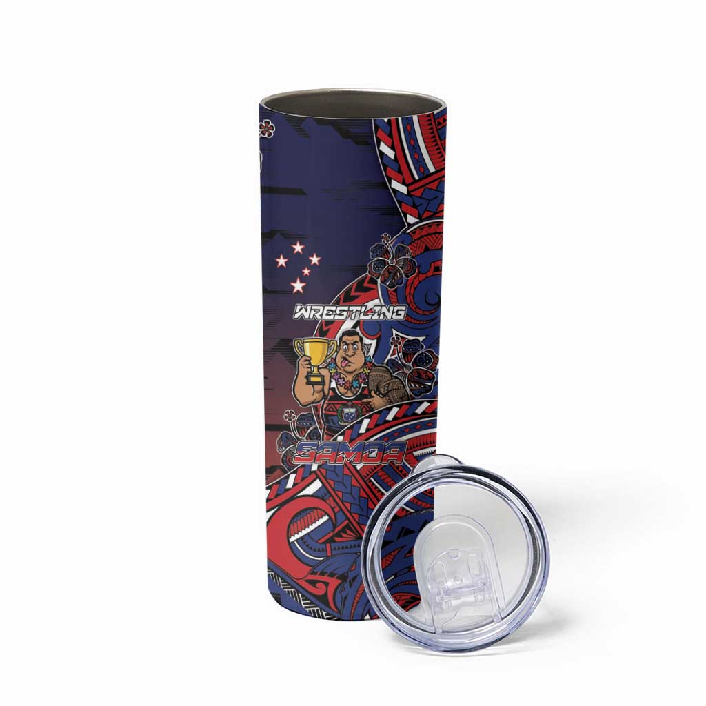 Personalised Samoa Wrestling Skinny Tumbler Polynesian Warrior Funny Style - Polynesian Pride