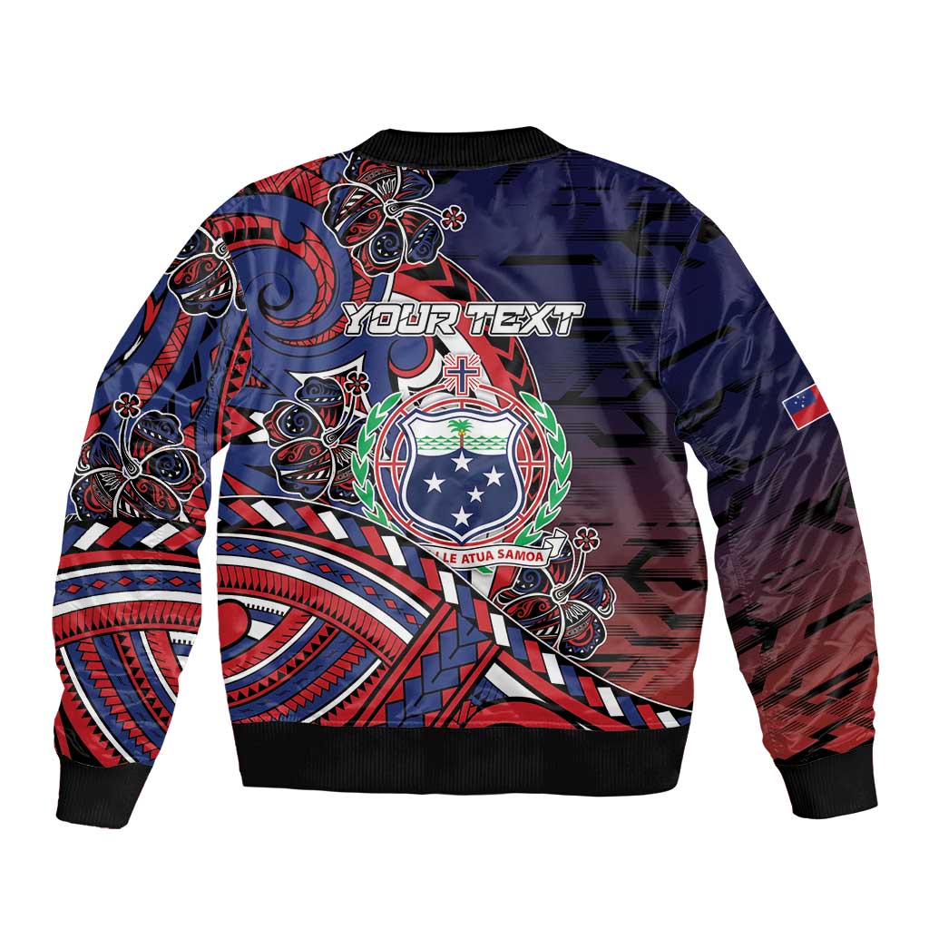 Personalised Samoa Wrestling Sleeve Zip Bomber Jacket Polynesian Warrior Funny Style - Polynesian Pride