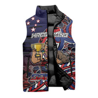 Personalised Samoa Wrestling Sleeveless Puffer Jacket Polynesian Warrior Funny Style - Polynesian Pride