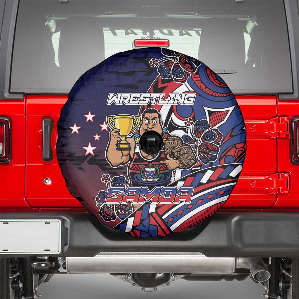 Samoa Wrestling Spare Tire Cover Polynesian Warrior Funny Style - Polynesian Pride