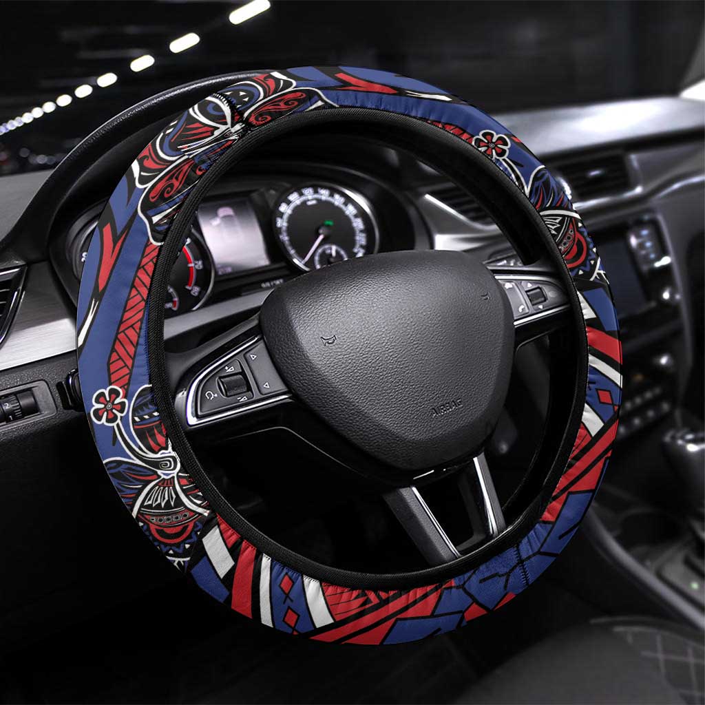 Samoa Wrestling Steering Wheel Cover Polynesian Warrior Funny Style - Polynesian Pride