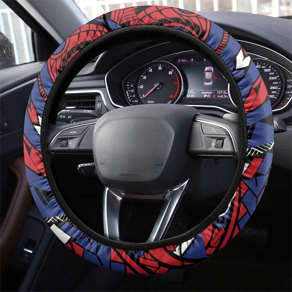 Samoa Wrestling Steering Wheel Cover Polynesian Warrior Funny Style - Polynesian Pride